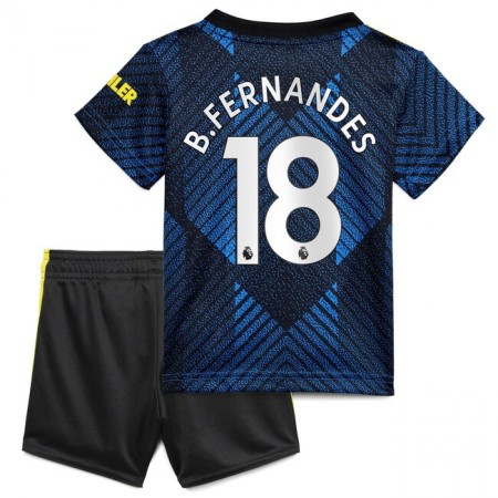 Fußballtrikots Manchester United Bruno Fernandes 18 Kinder Auswärts Trikotsatz 2021-2022